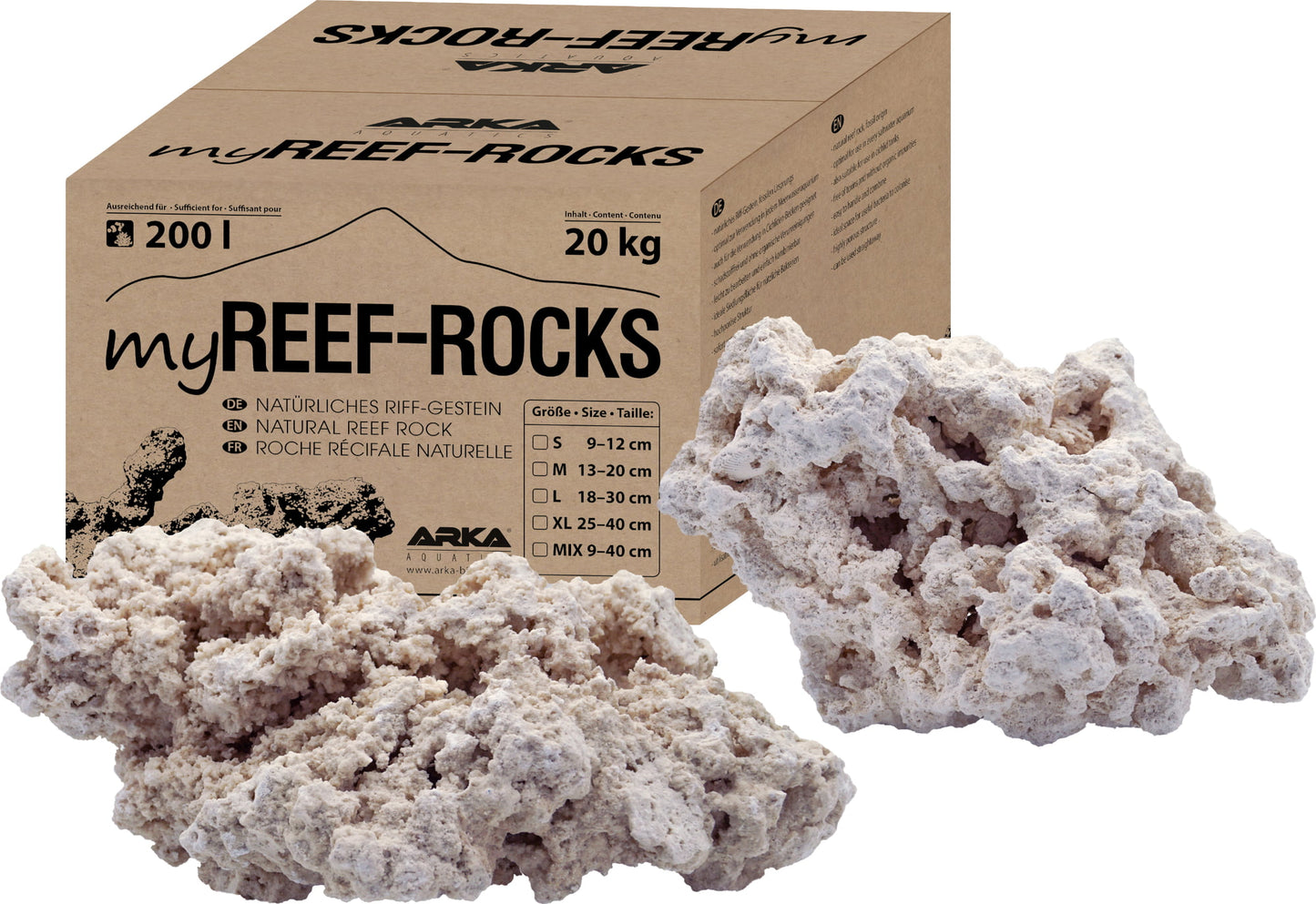 ARKA myReef-Rocks 18-30 cm (L) 20 kg natürliches Aragonitgestein