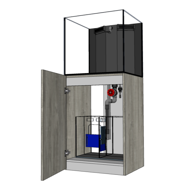 D-D AQUA-Pro Reef 600 Cube Anthracite Gloss 60x60x60cm Aquariumsystem mit Holzschrank